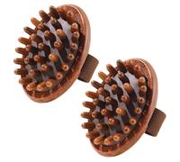 BAZEITFLOW Lot de 2 Brosses de Massage en Bois Naturel Noir Outil de Massage Manuel Portable pour Corps et Cuir Chevelu Brosse d’Acupression des Méridiens pour Spa Détente Musculaire et