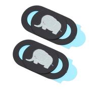 BAZEITFLOW Lot de 2 Caches-Webcam Coulissants Motif Éléphant Gris, Protection Vie Privée pour Ordinateur Portable, Pc, Tablette, Adhésif Facile à Poser, Couverture de Caméra Compacte