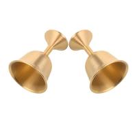 BAZEITFLOW Lot de 2 Calices en Laiton Massif Moyen, Verres à Pied Décoratifs pour Cérémonie, Communion et Banquet, Gobelets de Mariage Vintage, Coupes Rituelles en Métal Doré pour Usage