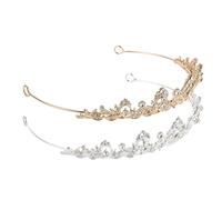 BAZEITFLOW Lot de 2 Couronnes de Mariée Argenté et Or Ornées de Strass Blancs Serrage-Têtes Élégants pour Femmes Accessoires Coiffure Mariage Faits Main Diadèmes pour Cérémonie