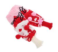 BAZEITFLOW Lot de 2 Housses pour Bouteilles de Vin en Tricot Taille Standard Couleurs Blanc et Rose Décoration Saint-Valentin Festive Présent Bouteille Vin et Fête Romantique
