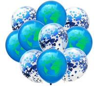 BAZEITFLOW Lot de 20 Ballons en Latex Bleu de 30 Cm Représentant la Carte du Monde, Décoration D'anniversaire Bébé, Ballons de Fête Créatifs pour Événement et Décoration Murale