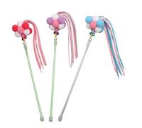 BAZEITFLOW Lot de 3 Accessoires pour Chats Balle en Peluche et Pompon, Jouets Interactifs en Plastique Bleu et Pourpre pour Augmenter L'énergie et L'intérêt des Chats Lors du Jeu