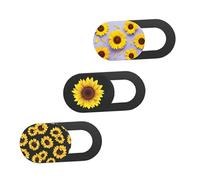 BAZEITFLOW Lot De 3 Caches-Objectif De Webcam pour Ordinateur Portable Et Tablette, Protection Coulissante De Confidentialité De Tournesol, Adhésif Puissant, Usage Bureautique, Design Coloré en Jaune