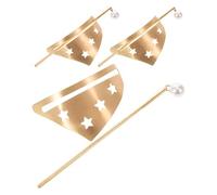 BAZEITFLOW Lot de 3 Épingles à Cheveux en Alliage Doré, Fourchette Géométrique Étoile Creuse, Accessoires pour Coiffure Chignon, Maintien Solide pour Cheveux Épais, Style Rétro