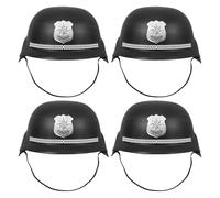 BAZEITFLOW Lot De 4 Insignes De Policier Chapeaux De Police Déguisements Pour Enfants En Plastique Casque De Policier Britannique Noir
