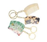 BAZEITFLOW Lot de 4 Mini Peignes Porte-Clés en Acétate 53X31 CM Peignes à Dents Larges Démêlants pour Cheveux Bouclés et Mouillés Accessoires de Voyage Multifonctions aux Motifs Variés