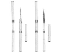 BAZEITFLOW Lot de 4 Pinceaux pour Nail Art Double Embout Blanc Stylo Liner Précis pour Ongles Outil Fin pour Manucure Gel Kit Portable pour Dessin Détaillé et Création Artistique