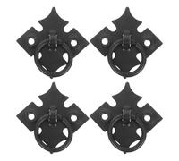 BAZEITFLOW Lot de 4 Poignées de Meuble Vintage en Fer Anneaux Annulaires à Motif Trèfle, Finition Antique Noire, pour Tiroirs et Placards, Poignées de Commode en Métal, Boutons de