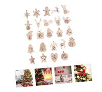BAZEITFLOW Lot de 48 Sets De Sets De Pendentifs Calendrier De Noël en Bois Léger, Étiquette Décorative à Suspendre, 24 Chiffres Double Lot, Décoration Festive pour Chambre Et Salon