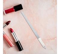 BAZEITFLOW Lot de 5 Limes à Ongles en Acier Inoxydable 155 CM Double Face Placage Sablé Pointe Fine pour Polissage Précis Outil de Manucure Portable pour Ongles Naturels et Acryliques