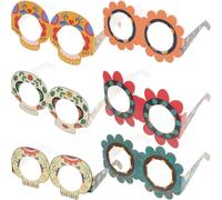 BAZEITFLOW Lot de 6 Lunettes Amusantes en Papier Décoratives Fête du Jour des Morts Motifs Colorés Accessoires Légers pour Adultes et Cosplay Lunettes Thématiques pour Célébrations et