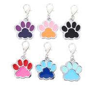 BAZEITFLOW Lot de 6 Médailles d'Identification pour Animaux en Alliage de Zinc Poli Double Couleur Empreinte de Patte Anti-Perte pour Chiens et Chats Accessoire Solide pour Collier