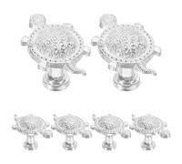 BAZEITFLOW Lot de 6 Poignées de Tiroir Tortue Marine en Alliage de Zinc Argenté Poignées Trou Vintage pour Commodes Armoires et Meubles de Salle de Bain Style Bord de Mer Décor Nautique