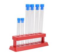 BAZEITFLOW Lot de 7 Tubes Essai en Plastique Support de Stockage, Bouchons Multiples, 2 X 12×100 MM et 4 X 16×150 MM, Utilisation pour Manipulation de Liquides et Perles, Couleur Aléatoire