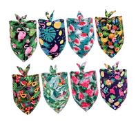 BAZEITFLOW Lot de 8 Bandanas pour Chiens Triangulaires en Coton, Taille M, Motifs Fruits Tropicaux et Flamants Roses, pour Fêtes et Photos D’Animaux de Compagnie