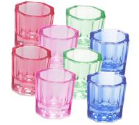 BAZEITFLOW Lot De 8 Coupelles En Verre Octogonales Pour Manucure, Multifonctions, Gobelets De Nettoyage Colorés, Accessoires De Nail Art Professionnels, Usage Salon Et Domicile