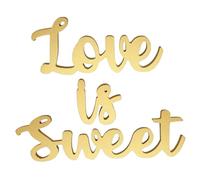 BAZEITFLOW Love is Sweet Décoration de Table Mariage en Bois Doré, Lettres Décoratives pour Centres de Table, Accessoires Décoratifs pour Réception et Fête D’Amour, Ornements Mariage