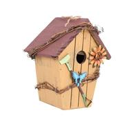 BAZEITFLOW Maison d'oiseaux Suspendue décoration de Maison Rural Pendaison nichoirs en Houtes d'oiseaux rustiques pour l'extérieur volet Rouge