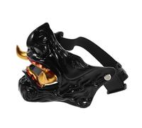 BAZEITFLOW Masque Oni Hannya Demi Visage Résine Ajustable Accessoire Cosplay Ninja et Démon pour Halloween Fête et Photos Costume pour Adultes et Garçon Fille