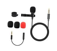 BAZEITFLOW Microphone Cravate à Pince Omnidirectionnel 3,5 Mm pour Téléphone Ordinateur Câble 1,5 M Léger Enregistrement Interview Vidéo Conférence Webcast Portable