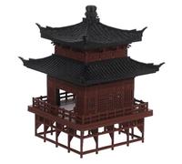 BAZEITFLOW Miniature Pavilion Model for Aquarium and Garden Decor Ancient Chinese Architecture Sculpture Compact Tabletop Bonsai Ornament for Fish Tanks and Terrariums