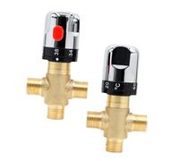 BAZEITFLOW Mitigeur Thermostatique Laiton pour Murale Valve de Contrôle de Température Vanne Mélangeuse pour Eau Chaude et Froide