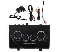 BAZEITFLOW Mixeur Karaoké Professionnel 2 Entrées Micro avec Câble Rca, Console de Mixage Audio Multicanaux, Système de Sous-mixage Compact Noir, Accessoire de Fête Compatible PC et Ktv