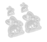 BAZEITFLOW Moule à Chocolat en Plastique 4 Pcs Forme Lapin pour Pâques, Moule à Gâteau DIY pour Biscuits et Pâtisserie, Ustensile de Cuisson Festif, 100G, Emballage Opp