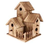BAZEITFLOW Nichoir Bois Créatif pour Oiseaux Abri De Jardin Bois Naturel pour Attirer Les Oiseaux Votre Espace Extérieur