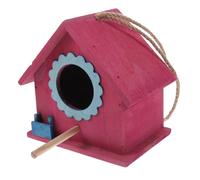 BAZEITFLOW Nichoir Décoratif en Bois Suspendu pour Oiseaux, Nid D'oiseau Extérieur Rouge Mini, Mangeoire Suspendue Robuste, Maison Oiseaux Jardin Patio, Décoration Nature Et Solide