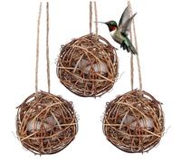 BAZEITFLOW Nichoirs à Colibris Sphériques 3 Pièces Kit de Matériaux de Nidification 8 Cm pour Jardin Extérieur Oiseau Amateur Nature