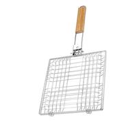 BAZEITFLOW Panier à Griller INOX 304 Pliable pour Barbecue Extérieur, Support Poisson et Viande, Grille en Métal Résistante, Accessoire Barbecue Camping Pr Cuisson Uniforme et Pratique
