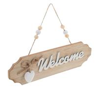 BAZEITFLOW Panneau Bois de Bienvenue à Suspendre Décoration Entrée Chaleureuse pour Porte Signe Bois Naturel avec Nœud pour Boutique Maison et Restaurant