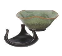 BAZEITFLOW Passoire à Thé en Céramique Vintage Émaillée Vert Étoilé Infuseur à Mailles Fines pour Thé en Vrac Kung Fu Stable et Réutilisable Filtre Égouttoir pour Infusion Maison