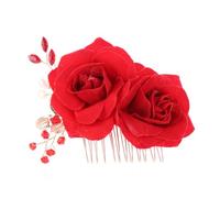 BAZEITFLOW Peigne à Cheveux Fleuri Rose Strass Accessoire Mariage pour Femmes Épingle à Cheveux Décorative pour Bal et Fête 1 Pièce Style Nouvelle Mariée