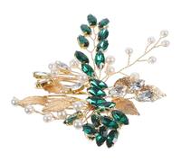 BAZEITFLOW Peigne à Cheveux Latéral Mariage en Métal Argenté Strass Bleu et Vert, Décor Feuille Dorée, Accessoire Coiffure Femme, 1 Pièce, Bijou de Tête Élégant pour Mariée et Demoiselle
