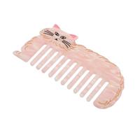 BAZEITFLOW Peigne Antistatique à Dents Larges en Acétate Épais, Motif Chaton Rose 12×6 Cm, Peigne Démêlant Portable pour Filles, Coiffage Cheveux Secs et Bouclés, Accessoire Beauté de Voyage