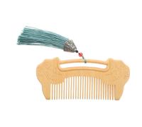 BAZEITFLOW Peigne Bois de Buis Épais à Dents Fines Sculpture Ruyi Lock Massage Cheveux et Barbe Élégant