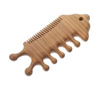 BAZEITFLOW Peigne de Santal Naturel pour Massage Large Dents Confortables Stimulateur de Circulation Sanguine et Soulagement des Maux de Tête Durable et Adapté Aux Soins Capillaires et