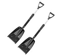 BAZEITFLOW Pelle à Neige Rétractable en Alliage et Aluminium, Outil Détachable pour Déneigement Rapide, pour Voiture et Trottoir, Lot de 2 Pièces Noir