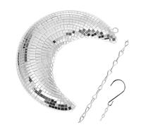 BAZEITFLOW Pendentif Lune Disco Argenté à Suspendre Avec Chaîne Décoration Murale Élégante Pour Mariage Fête Et Intérieur Ornement Suspendu Facile à Installer