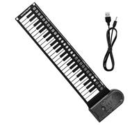 BAZEITFLOW Piano électrique portable pour enfant clavier de musique portable mince clavier musical pondéré piano électronique roulé à la main 49 touches Gel de silice Noir