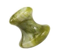 BAZEITFLOW Pierre de Massage Visage en Jade Vert Masseur Champignon pour Grattage Gua Sha Outil de Massage Naturel pour Détente Musculaire et Soin Peau Utilisation Bien-Relaxation