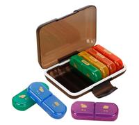 BAZEITFLOW Pilulier Semainier 7 Jours Étanche Portable Coque Noire, Organisateur de Pilules Multicolore Compact pour Voyages, Rangement Remède Matin et Soir, Usage Quotidien Santé