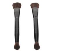 BAZEITFLOW Pinceaux de Maquillage Double Embout 2 Pcs pour Contouring, Blush et Poudre, Poils Ultra-doux, Petit Pinceau Estompeur Portable pour Visage et Teint, Outil Polyvalent pour Usage