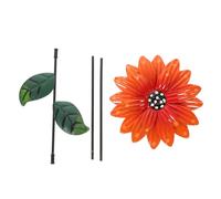 BAZEITFLOW Piquet de Jardin avec Fleur Orange Décoration Extérieur pour Pelouse Cour et Patio Ornement Floral Facile à Installer