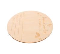 BAZEITFLOW Plaque Naissance Ronde en Bois 14,7 Cm, Panneau D'annonce de Naissance Bébé, Accessoire Photo Prénom pour Maternité et Chambre, Décoration Étape Importante et Souvenir Solide