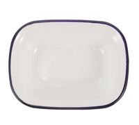 BAZEITFLOW Plat à Four Émaillé Rectangulaire 16 Cm Bleu Bord, Plaque de Cuisson Multifonctionnelle, Plat à Tarte Résistant aux Rayures, Contenant Alimentaire Cuisine et Restauration