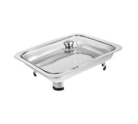 BAZEITFLOW Plateau De Buffet Simple Acier Inoxydable Support De Nourriture Rectangulaire Pour Buffet Assiette De Service Pratique